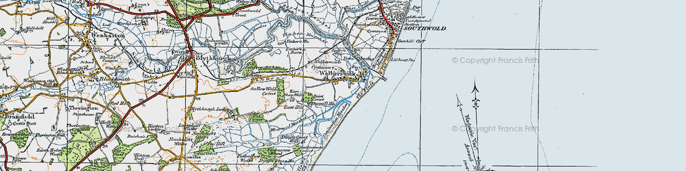 Old map of Walberswick in 1921