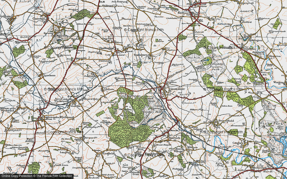 Old Map of Historic Map covering Wychwood Forest in 1919