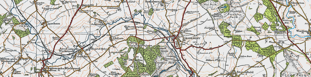 Old map of Wychwood Forest in 1919