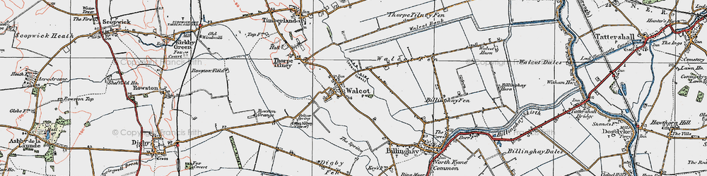Old map of Billinghay Fen in 1923