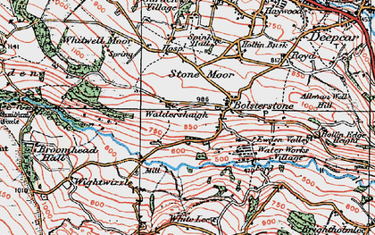 Old map of Broomhead Reservoir in 1924