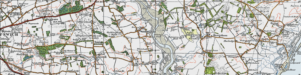 Old map of Waldringfield in 1921