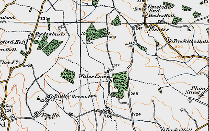 Old map of Wales End in 1921
