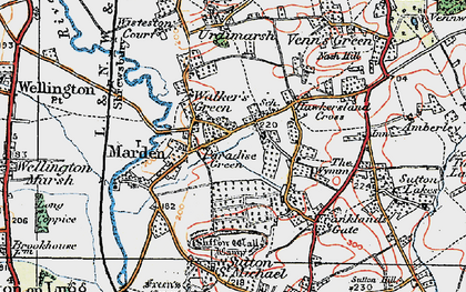 Old map of Walker's Green in 1920