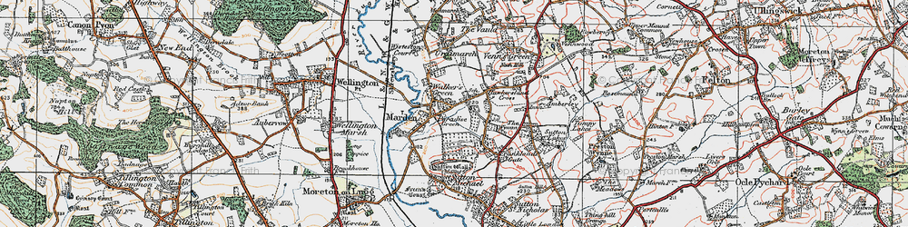 Old map of Walker's Green in 1920