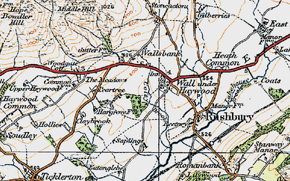 Old map of Wall under Heywood in 1920