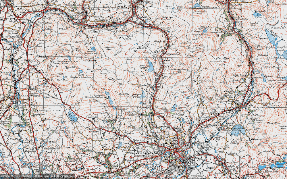 Old Map of Historic Map covering Spring Mill Resr in 1924