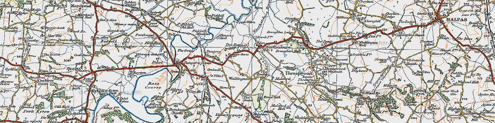 Old map of Worthenbury Brook in 1921