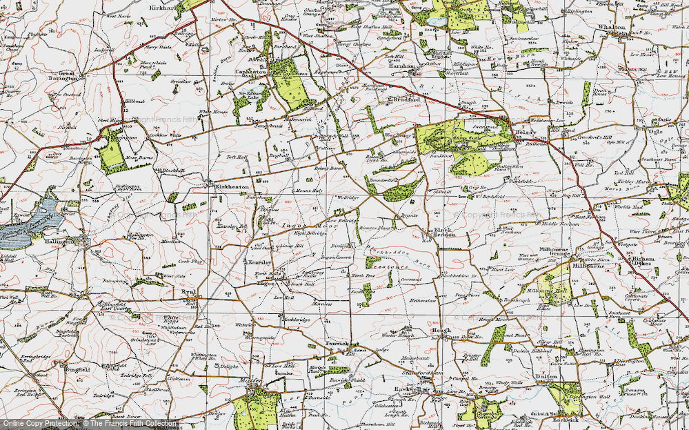 Old Map of Historic Map covering Blackheddon Burn in 1925