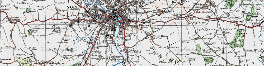 Old map of Walmgate Stray in 1924