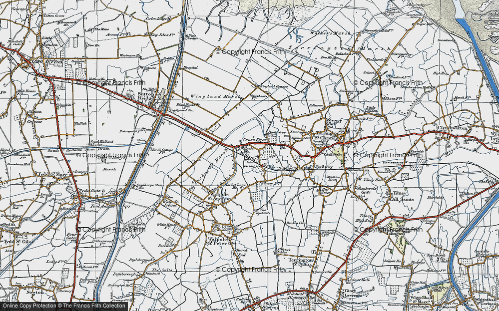 Old Map of Walpole Cross Keys, 1922 in 1922
