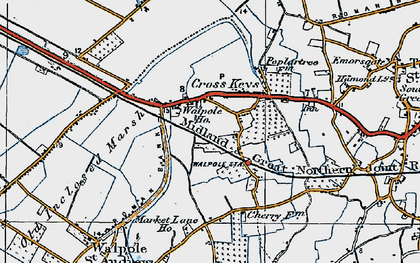 Old map of Walpole Cross Keys in 1922