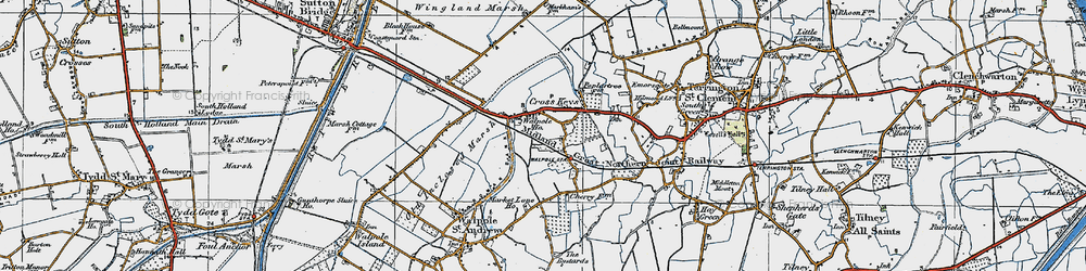 Old map of Walpole Cross Keys in 1922