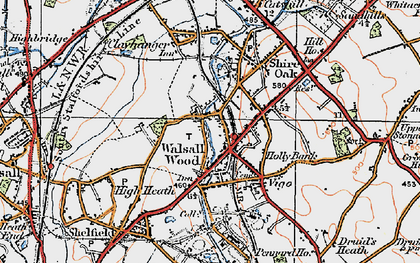 Old map of Walsall Wood in 1921