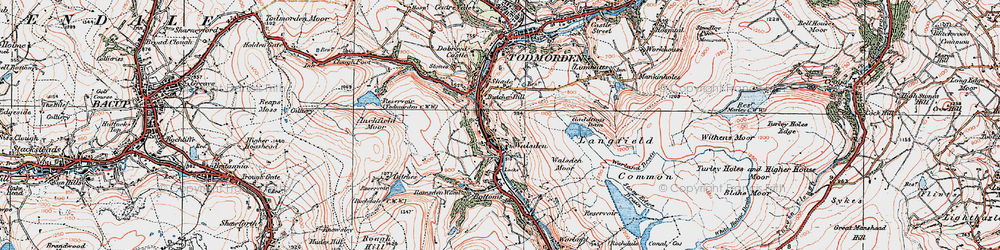 Old map of Walsden in 1925