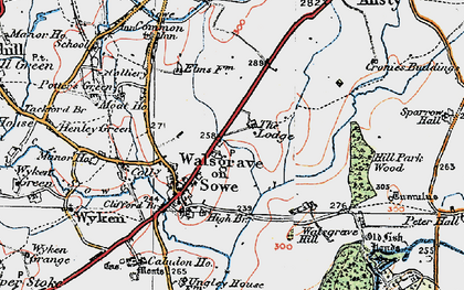 Old map of Walsgrave on Sowe in 1920