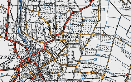 Old map of Walsoken in 1922