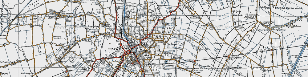 Old map of Walsoken in 1922