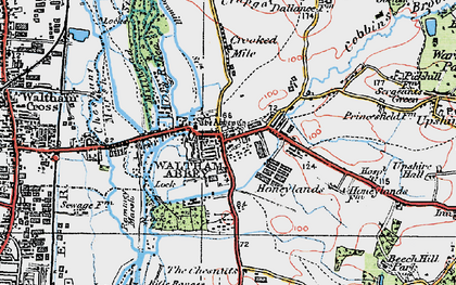 Old map of Waltham Abbey in 1920