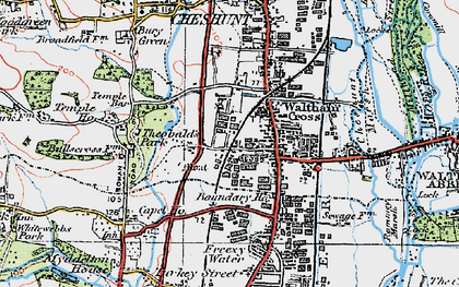 Old map of Waltham Cross in 1920