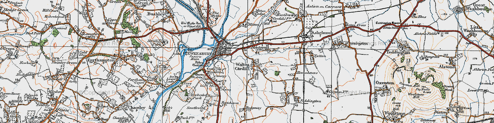 Old map of Walton Cardiff in 1919
