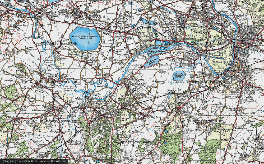 Old Map of Walton-on-Thames, 1920 in 1920