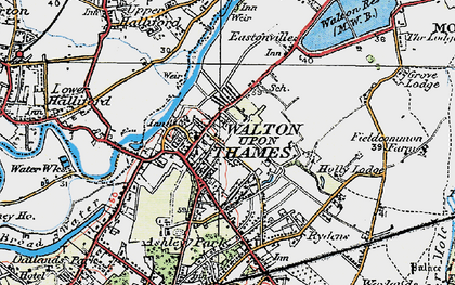 Old map of Walton-on-Thames in 1920
