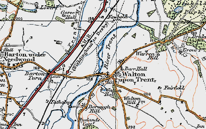 Old map of Walton-on-Trent in 1921