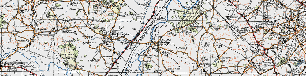 Old map of Walton-on-Trent in 1921