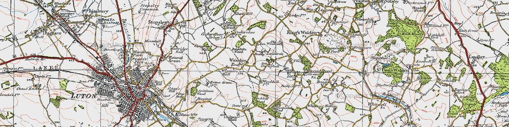 Old map of Wandon End in 1920