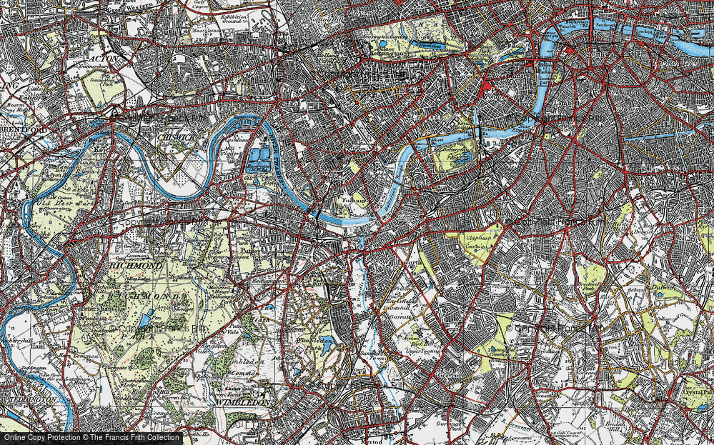 Old Map of Historic Map covering Wandsworth in 1920
