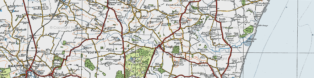 Old map of Wangford in 1921