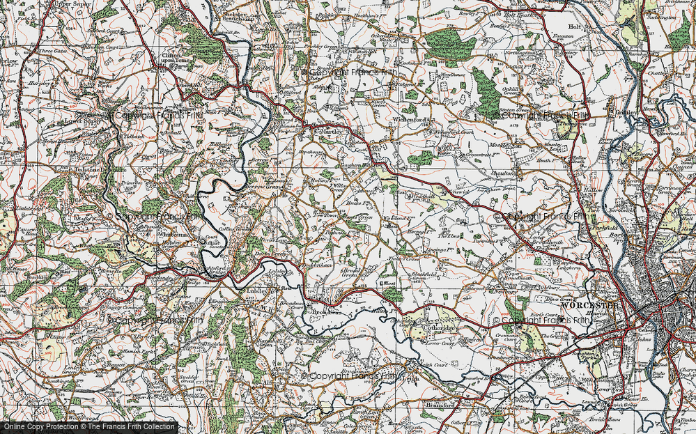 Old Map of Wants Green, 1920 in 1920