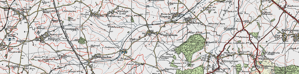 Old map of Wappenham in 1919