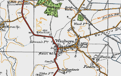 Old map of Warboys in 1920