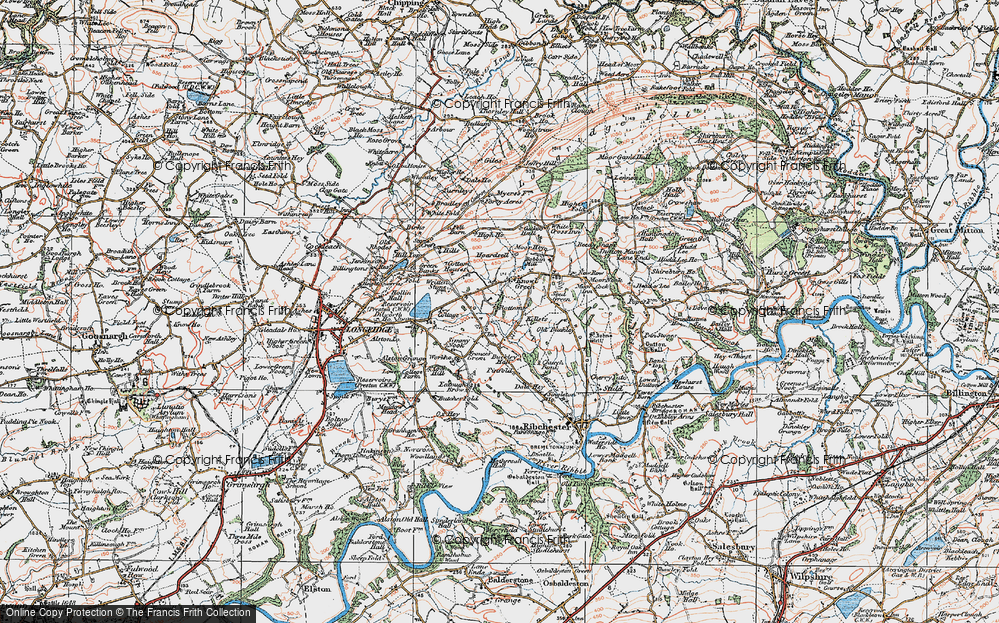 Old Map of Historic Map covering Written Stone in 1924