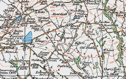 Old map of Ward Green Cross in 1924