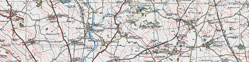Old map of Wardington in 1919