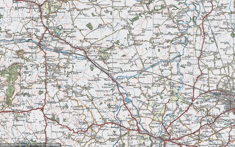 Old Map of Historic Map covering Barbridge Junction in 1923