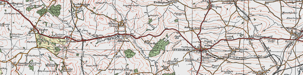 Old map of Wardley in 1921