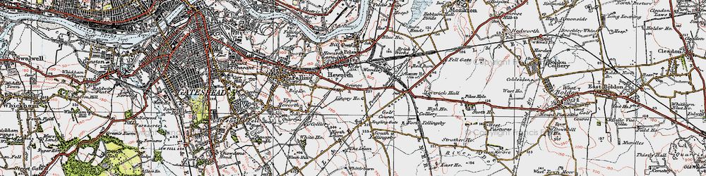 Old map of Wardley in 1925
