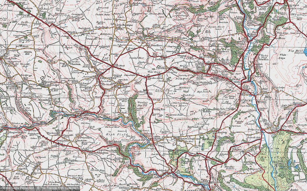 Old Map of Wardlow, 1923 in 1923