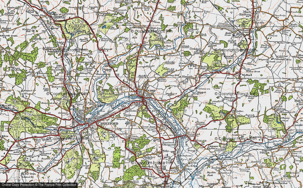 Old Map of Ware, 1919 in 1919