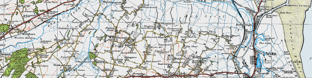 Old map of Ware in 1920