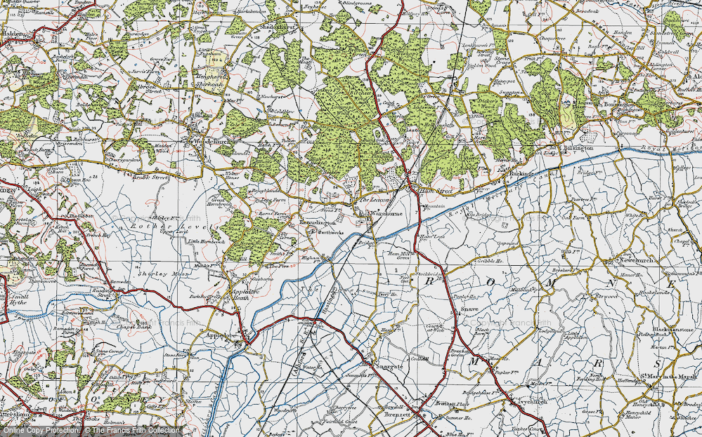 Old Map of Warehorne, 1921 in 1921