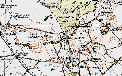 Old map of Budle Bay in 1926