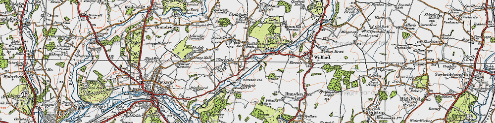 Old map of Wareside in 1919