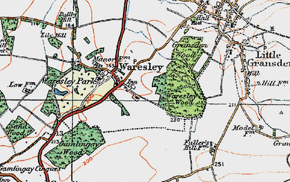 Old map of Waresley in 1919