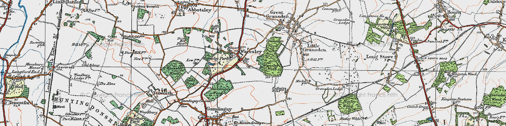 Old map of Waresley in 1919