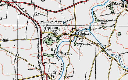 Old map of Warham in 1921